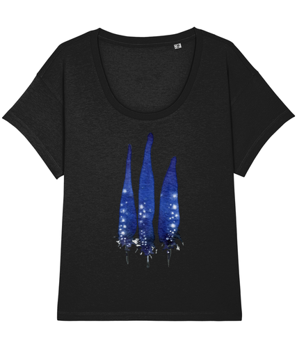 Blue feathers loose fit tee