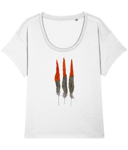 Red feathers loose fit tee