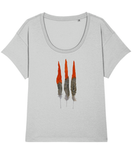 Load image into Gallery viewer, Red feathers loose fit tee